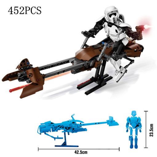 Disney Star War Scout Trooper Bike Building Block Figure Dolls Brick Toy For Children